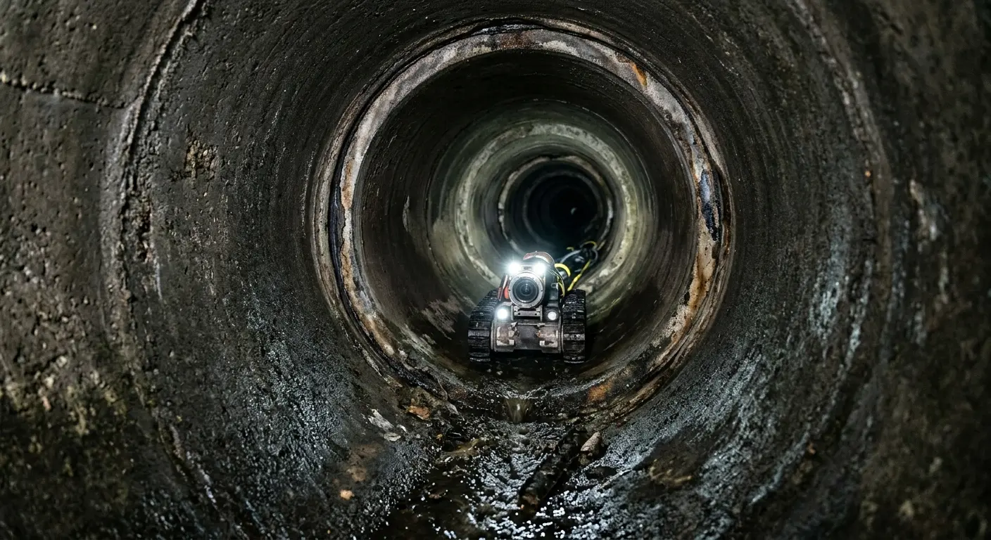 Robotic sewer camera inspecting pipe interior for Drain Snake Service in Birmingham